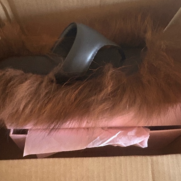 Hanifa Black and Brown Fur Slippers - Picture 3 of 4